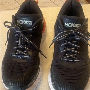 Hoka One One Navy blue  Athletic Shoes with White and Orange Highlights
